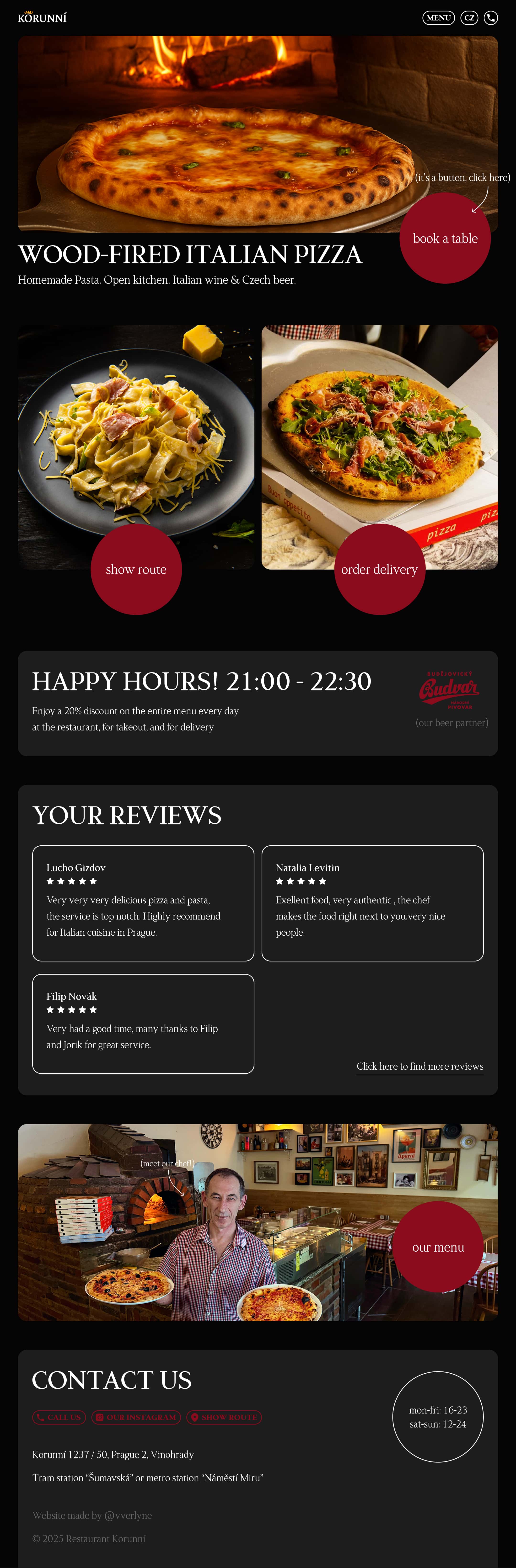 This is a screenshot of my design for the Korunni restaurant in Prague.